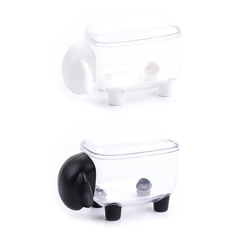 

Clear Sheep Qtip Dispenser Desk for Cosmetic Pads Cotton Swabs Paper Clips Pushpins Hair Ties Dental Flossers