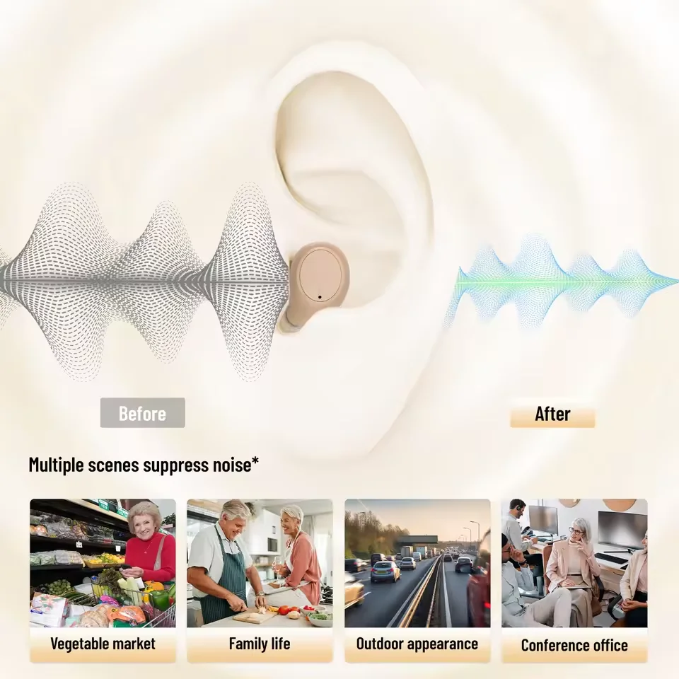 Rechargeable Bluetooth Hearing Aids For Deafness High Quality 16 Channels Sound Amplifier With APP Control Audifonos_voghion.com