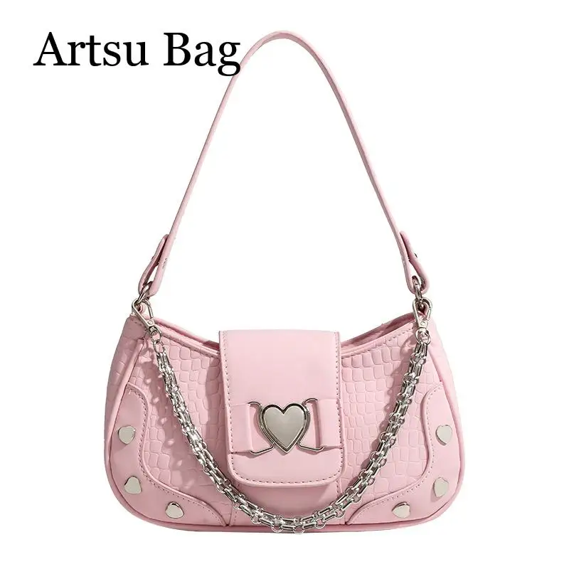 Women's Underarm Bag 2024 New Versatile and Unique Design High Quality Chain Pink Shoulder Crossbody Bag Girls Handbag