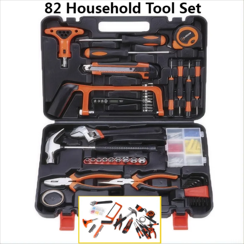 82 Household Tool Set Multifunctional Hardware Toolbox Electrician Woodworking Maintenance Manual Tool Combination Set  301