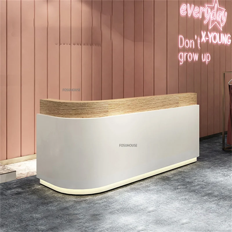 Modern Reception Desk Bartable Cashier Desk Office Furniture Nordic Simple Commercial Small Store Beauty Salon Corner Front
