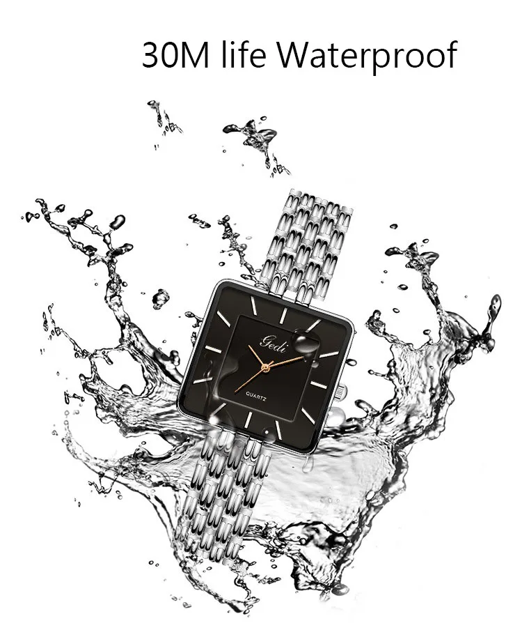 Men Watch Business Simple Square Couple Watches Waterproof Stainless Steel Premium Ultra Thin Women Fashion Quartz Wristwatches