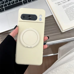Liquid Silicone Magnetic Phone Case with Stand Holder - Google Pixel 8 Pro (Rice White)