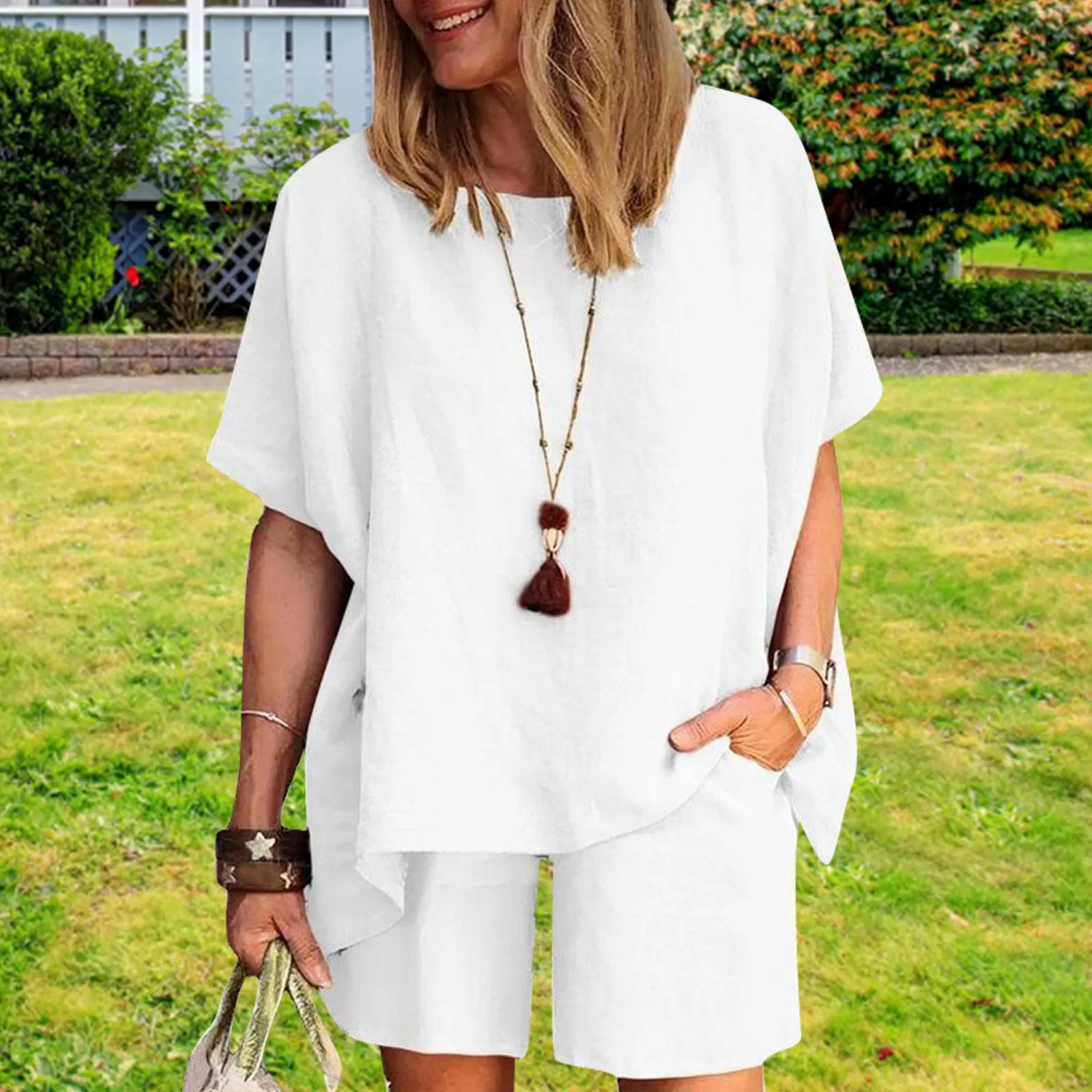 

Summer Casual Tracksuit Women's Shorts Suits Short Sleeve Shirt Tops Loose Mini Shorts Two Piece Matching Set Streetwear 2023