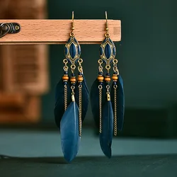 Ethnic Feather & Tassel Bohemian Beaded Enamel Earrings (3)