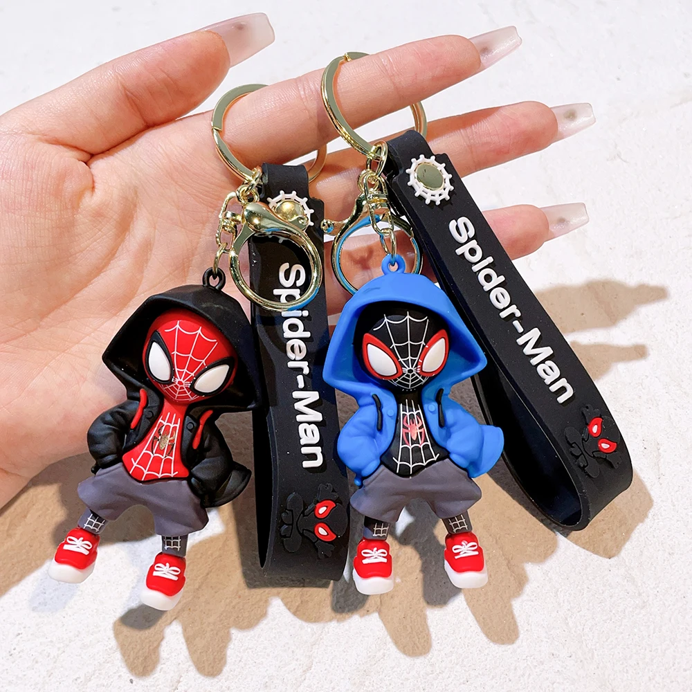 Key chains key rings anime keychain mario keychain game keychain Cute Cartoon Spiderman Silicone Keychains Marvel Superhero Pendant Keyrings Jewelry Disney Keyholder for Bag Accessories