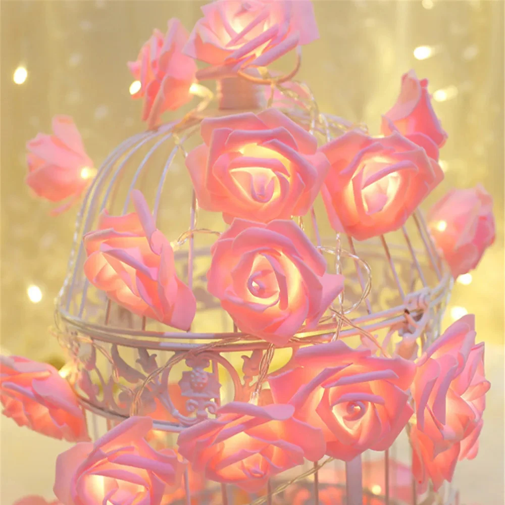 1.5m 3m 6m10m Rose Flower LED String Fairy Light USB Battery Power 5V Red Pink Warm Blue RGB Wedding Christmas Party Decoration