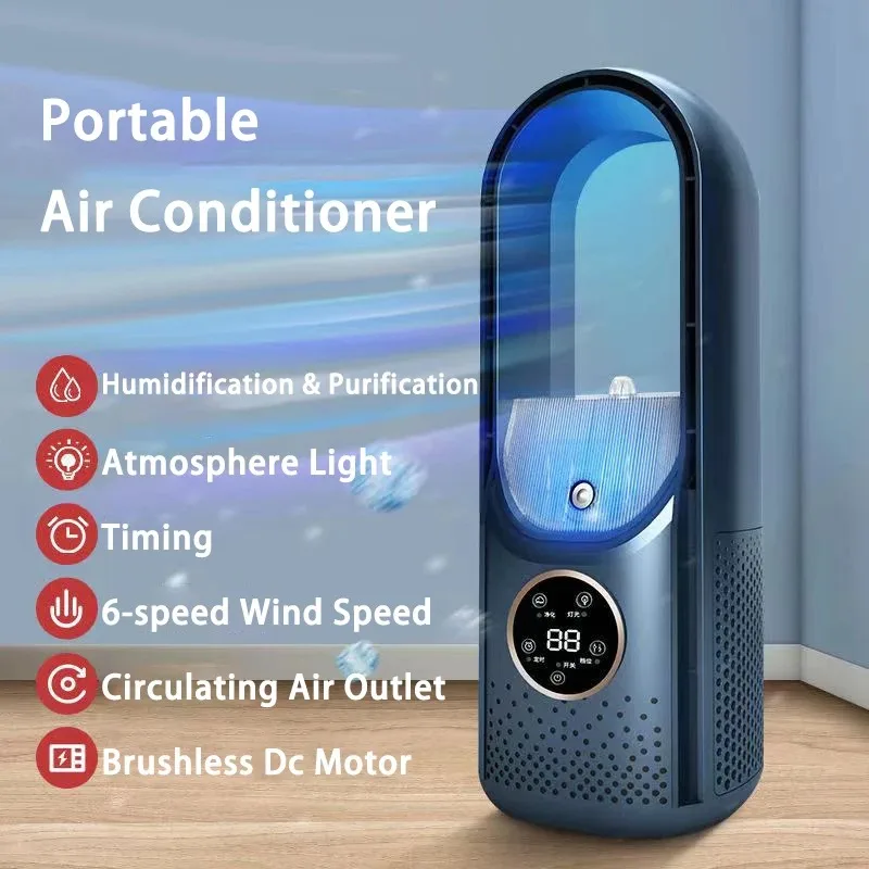 

Mini Portable Air Conditioning Fan LED Display Desktop Bladeless Cooling Fan Air Cooler