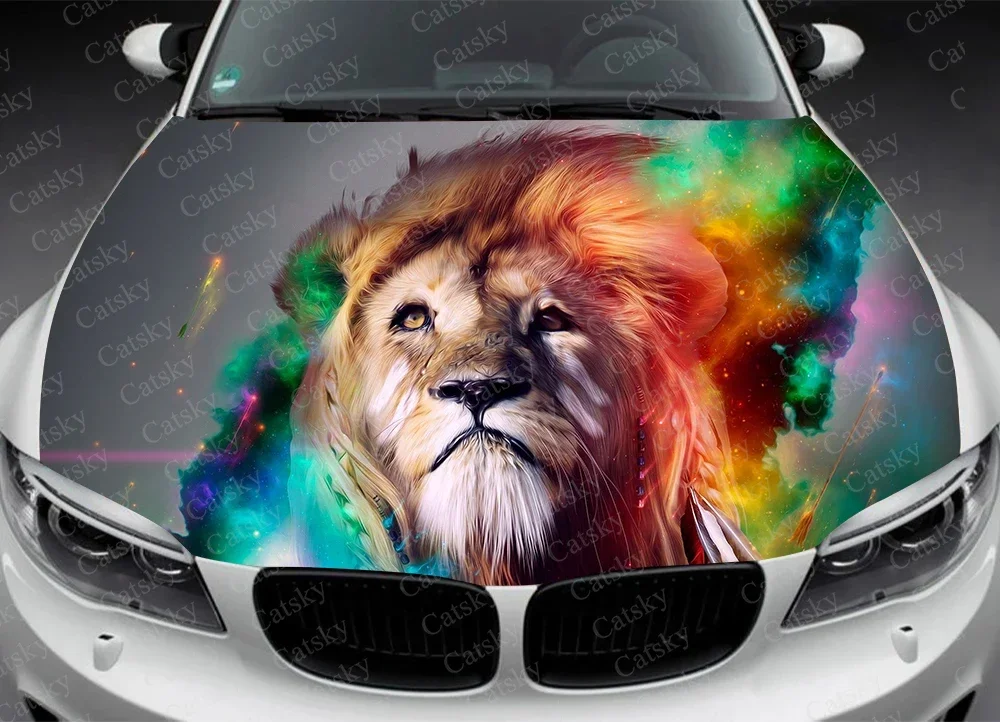 

Наклейка с рисунком льва, яркая виниловая наклейка с рисунком льва, графическая наклейка для грузовика, наклейка для капота, F150, на заказ