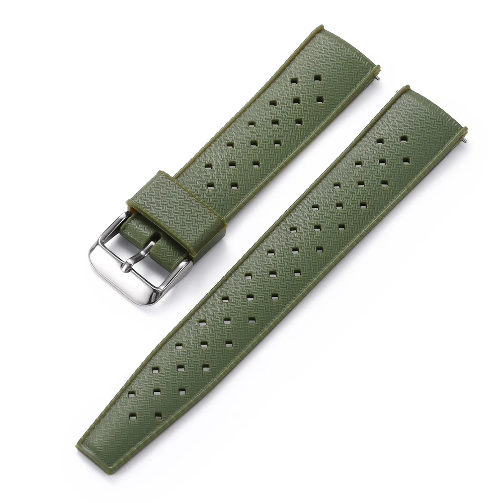 Waterproof Breathable Soft Tropical Silicone Sport Watch Band with Quick Release Mechanism