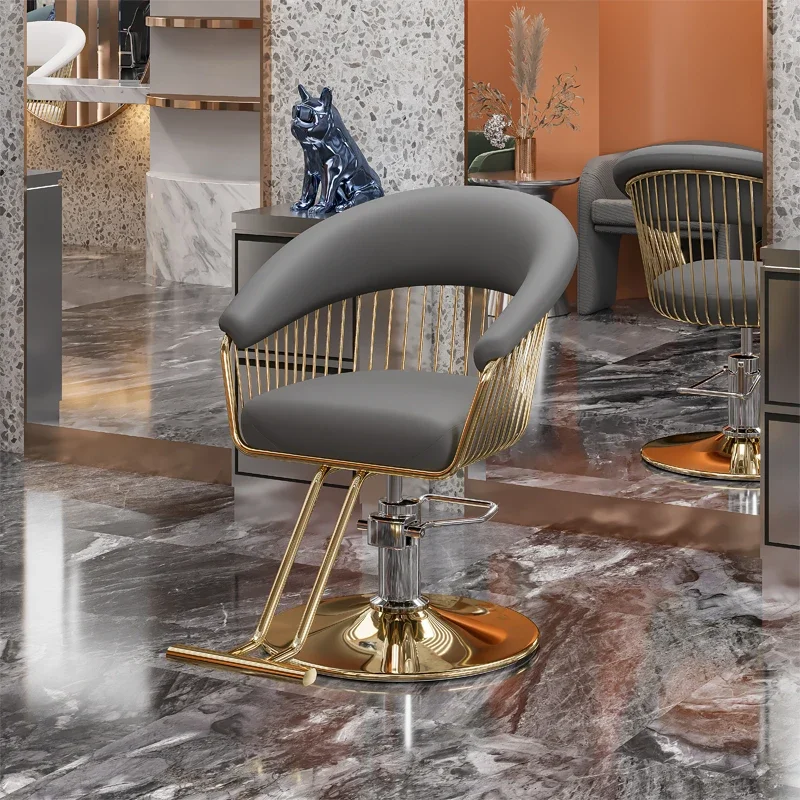 

Personalized Home Barber Chair Luxury Retro Gold Classic Professional Chair Lifter Cushion Cadeira De Barbeiro Salon Furniture