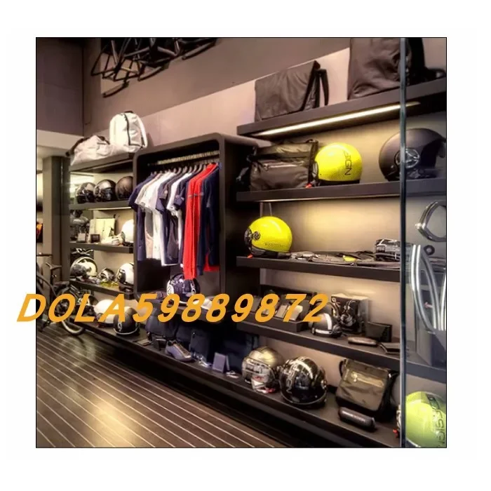 Outdoor Bike Shop Equipment Display Rack Motorcycle Helmet Bicycle Safety Hat Storage Shelf Motorcycle Gear Accessories