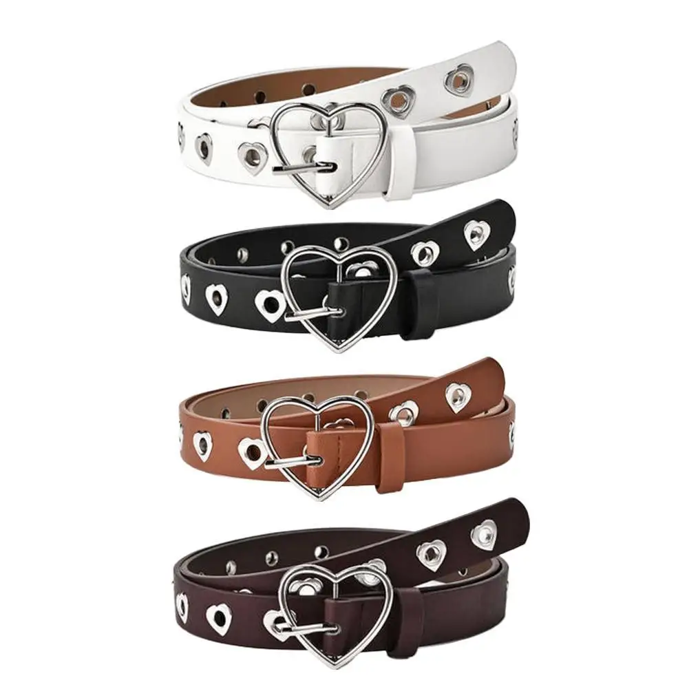 حزام مجوف على شكل قلب للرجال/النساء فاسق إبداعي عصري على شكل خوخ حزام بإبزيم من جلد البولي يوريثان حزام Y2K ديكور