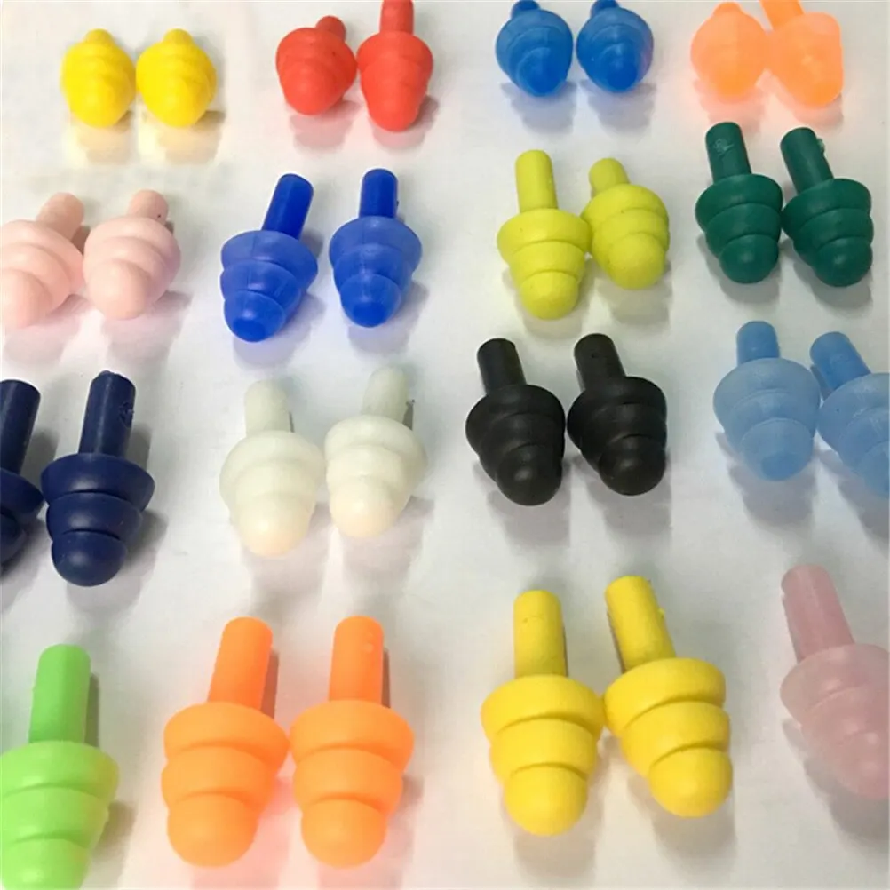 

10 Pairs Soft Anti-Noise Ear Plug Waterproof Silicone Earplugs Swim Swimming Diving Random Color