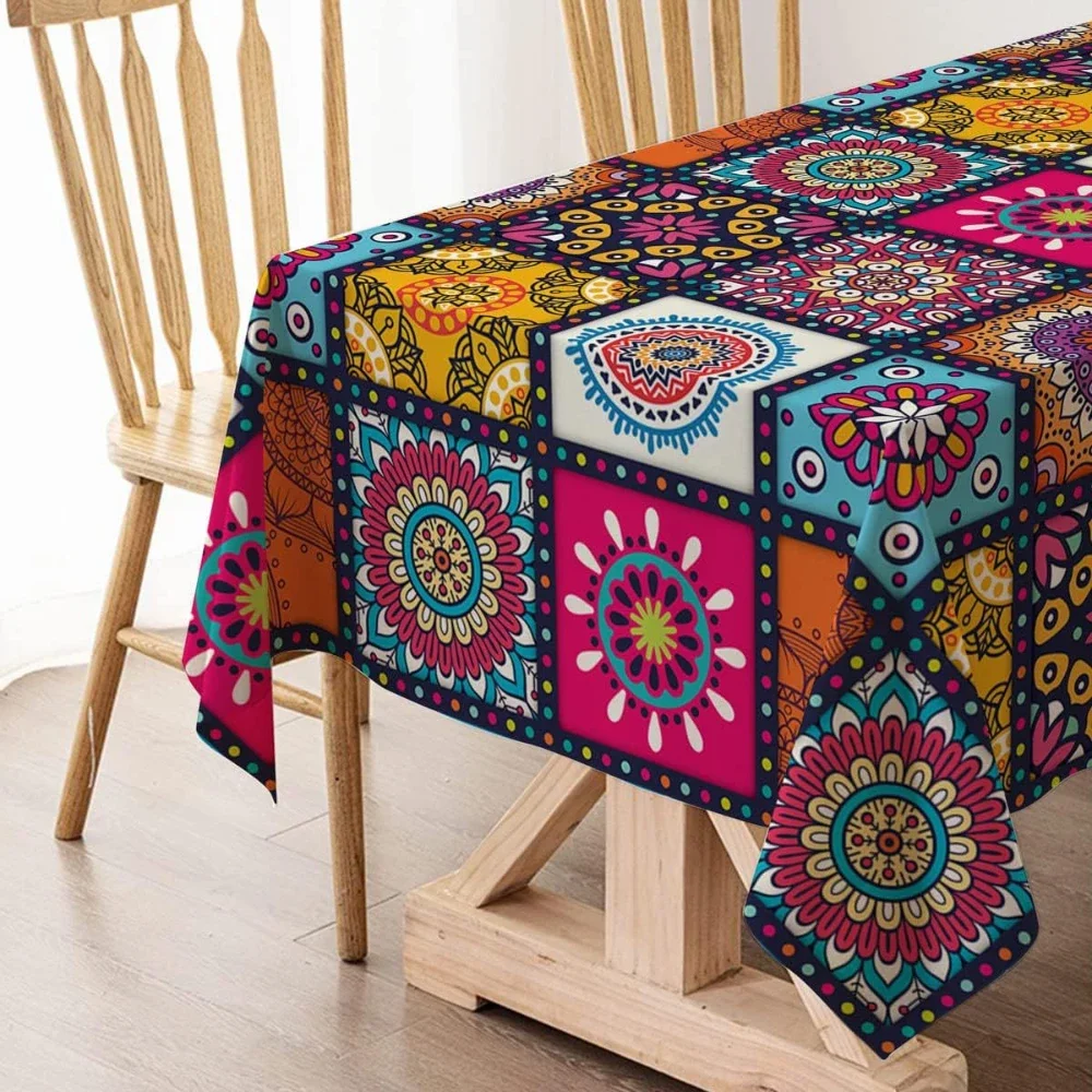 Tablecloth 1PCS Coffee Table Square Round Table Waterproof Non-Wash Tablecloth Dining Table Geometric Polyester Table Decoration 5