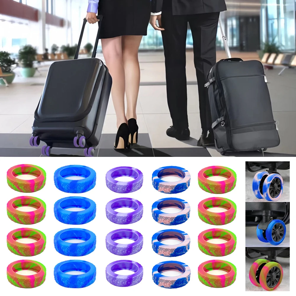 8PCS Luggage Wheels Protector Silicone Wheels Caster Shoes Travel Luggage Suitcase Reduce Noise Wheels Guard Cover Accessories