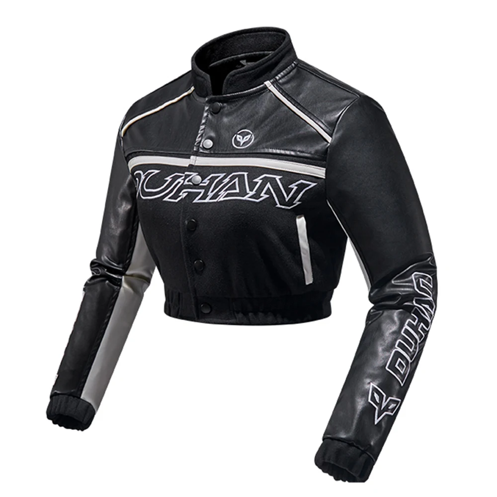 여성용 오토바이 재킷 긴팔 크롭 모터바이크 재킷 트렌디하고 멋진 라이딩 재킷 PU 가죽 패션 스트리트웨어 힙스터 코트