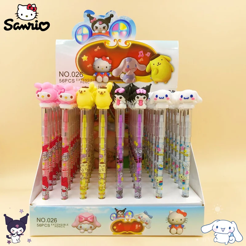 

56pcs Sanrio Unsharp Bullet Pencil Hello Kitty My Melody Student Silicone Tip Writing Pencil School Supply Stationery Wholesale