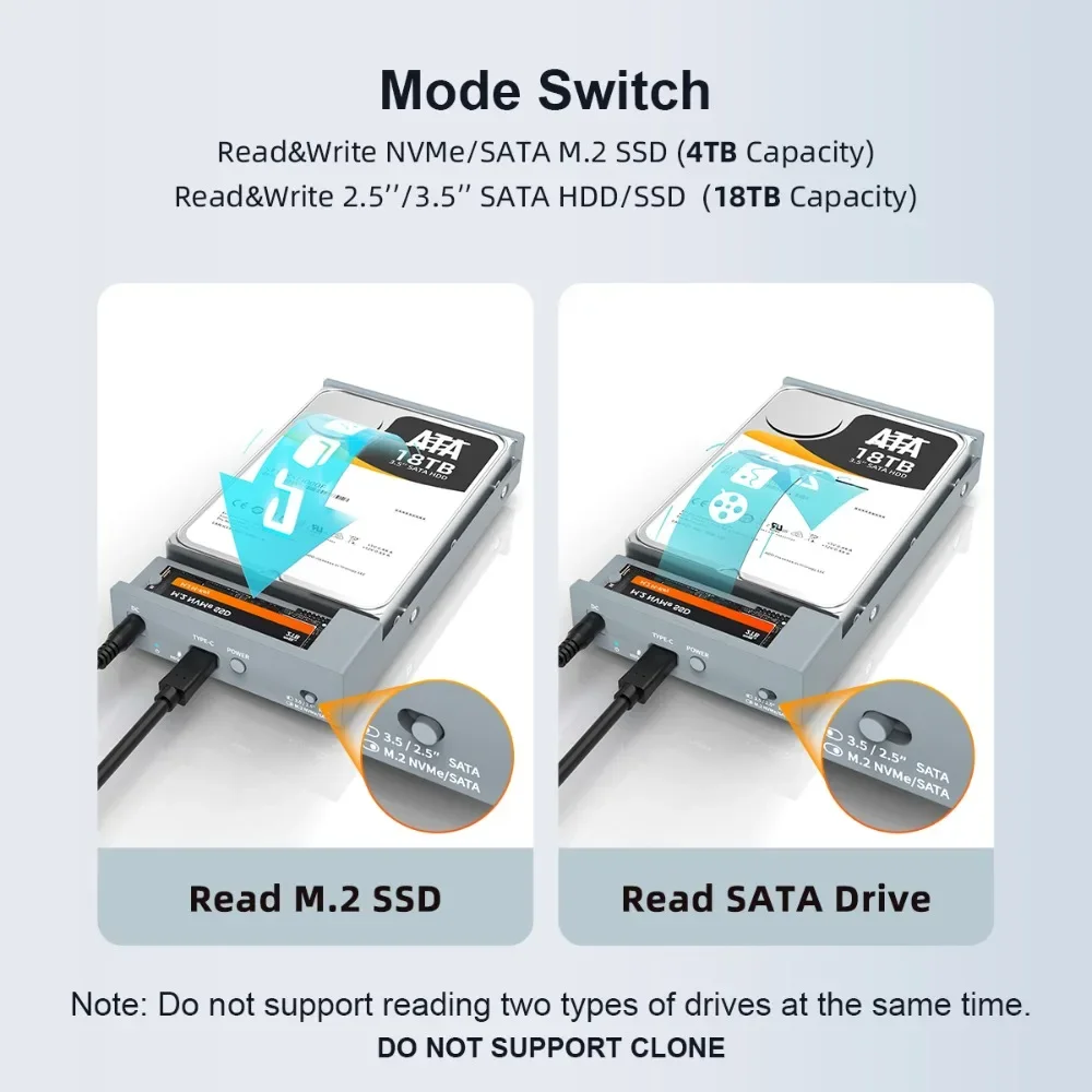 MAIWO   Ŭ, M.2 NVMe/SATA 2.5, 3.5 ġ SATA SSD/HDD  ϵ ̺, USB 3.2, 10Gbps HDD ̽, USB C ̽ PC