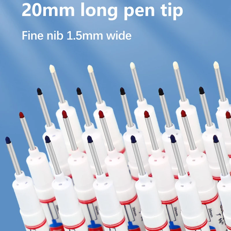 Long Nib Markers 8Pcs/Set Perforating 20mm Deep Hole Long Head Nib Markers For Metal Pen Waterproof Bathroom Woodworking Decoration Multi-Purpose