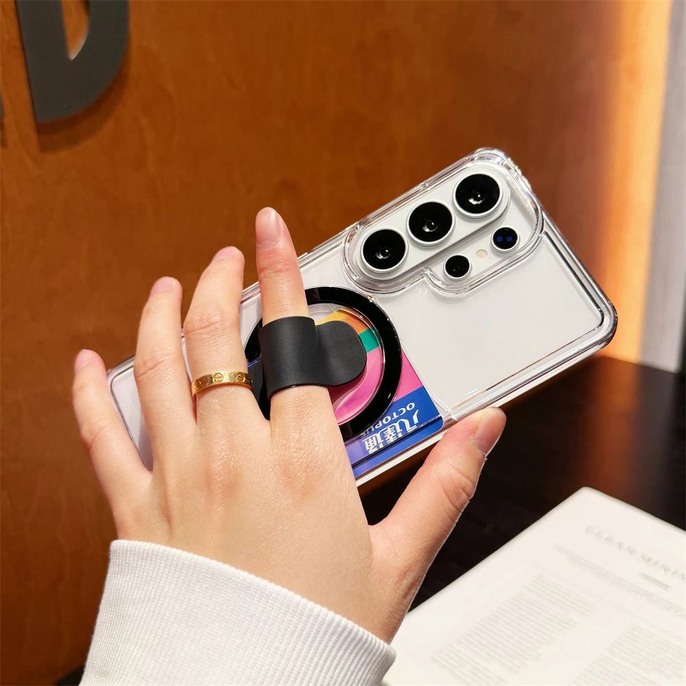 Luxury Clear Card Holder with Magnetic Bracket - Shockproof Hard Case