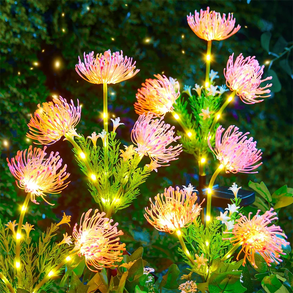 Solar Flower Garden Lights with Glowing Blooms & Stems