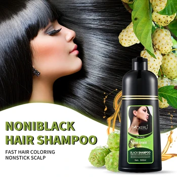 Mokeru 500ml shampoo colorante permanente per capelli neri vegetali naturali Nori, utilizzato per coprire la tinture per capelli grigi