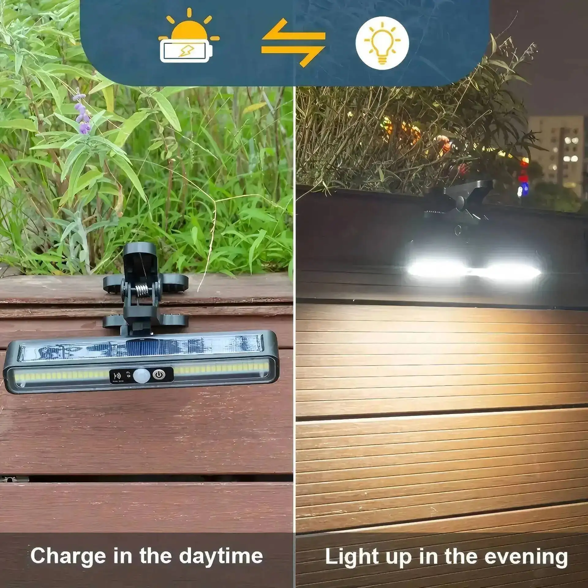 고휘도 LED 센서 태양광 조명 빨간색 및 파란색 경고등 야외 방수 마당 클립형 휴대용 안전 조명
