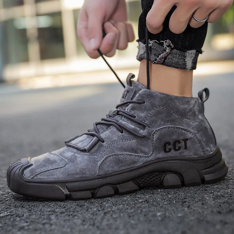 

Мужские повседневные кожаные походные замшевые туфли с носком одежда для работы на открытом воздухе износостойкие мужские треккинговые прогулочные прочные кроссовки Caterpillar