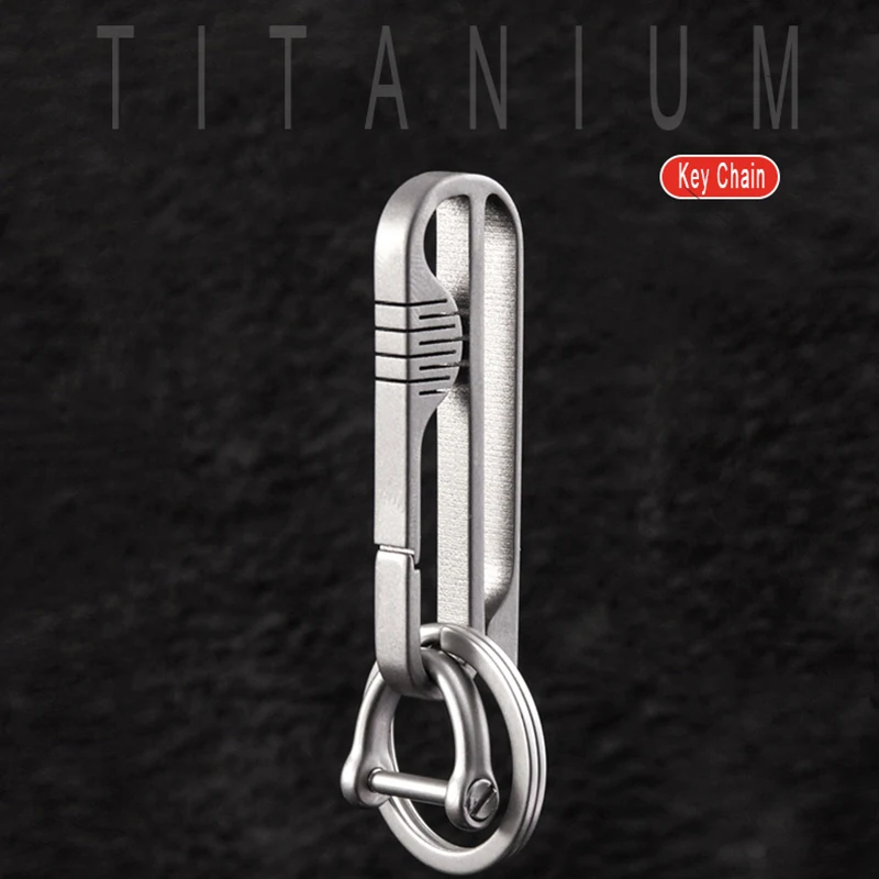 Real TC4 Alloy Titanium Durable Men's Keychain Wearable Belt Hanging Waist Car Key Chain Key Ring The Best Gifts For Men