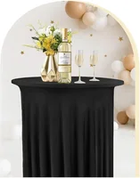 1Pcs Round Spandex Cocktail Tablecloths with Skirt Table Cover  Stretch Tablecloth Skirt For Table Bar Wedding Party Banquet 2