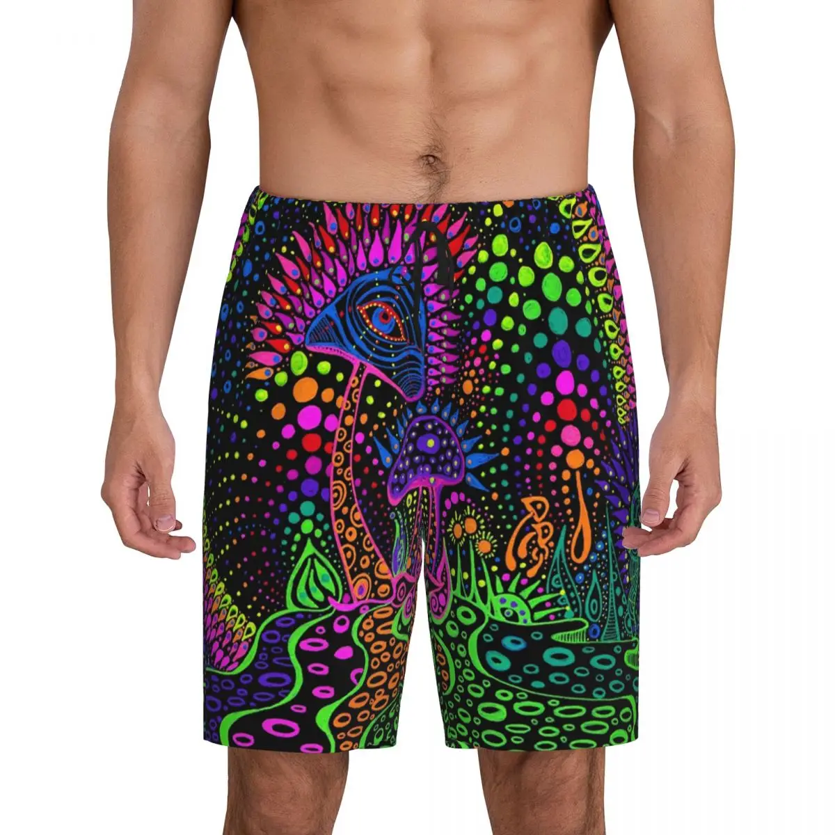 

Custom Psychedelic Magic Mushrooms Print Lava Pajama Bottoms Men's Lounge Sleep Shorts Drawstring Sleepwear Pjs with Pockets