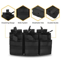 Triple Magazine Pouch Double-Layer Mag Pouches 6 Rounds Mag Bag Open-Top Molle Pouch Universal Cartridge Holder for M4 M14 M16 2