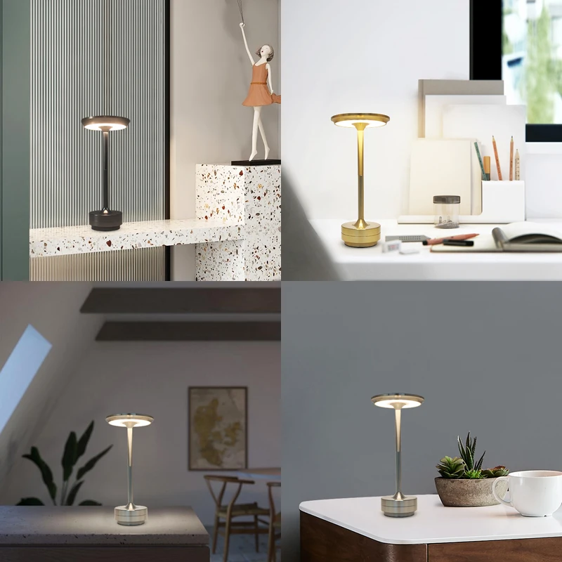 Table Lamp LED Night Lamp LED Desktop Lamp USB Touch Dimming Metal Recharge Night Light Coffee Bar Restaurant Bedside Reading Decoration Table Lamps