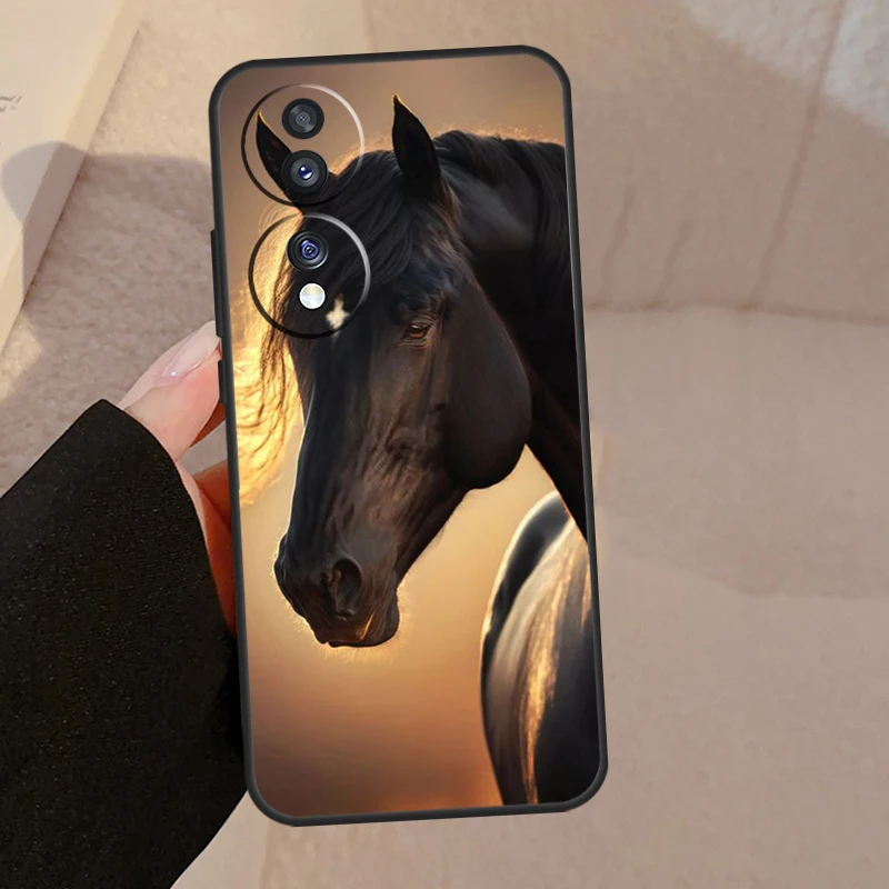 Elegant Black Horse Design Phone Case Cover