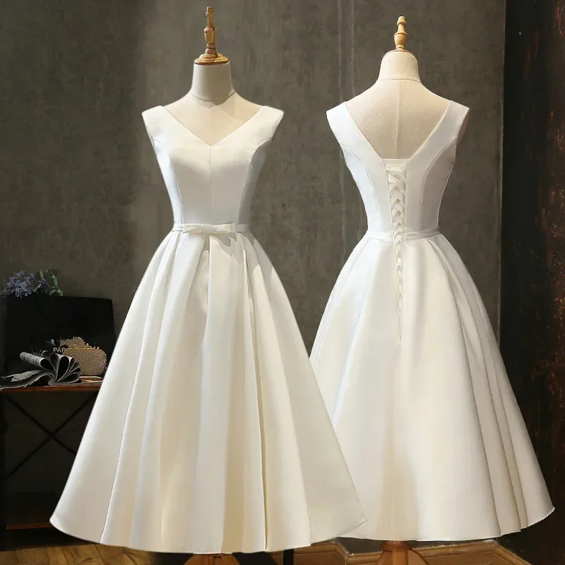 Formal Dresses Vintage Dress Short Wedding Dresses for Women Bride Luxury Robe Simple Romantic Wedding Dress Novias Customized