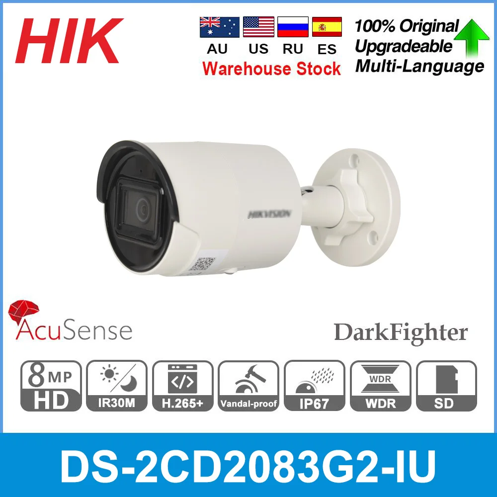 

Hikvision IP Camera 8MP DS-2CD2083G2-IU POE 4K Acusense APP CCTV Bullet Surveillance Video Camera For Home Protection
