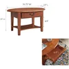 Haven Ridge One Drawer Solid Wood Oval Coffee Table with Shelf, Medium Oak Brown 3