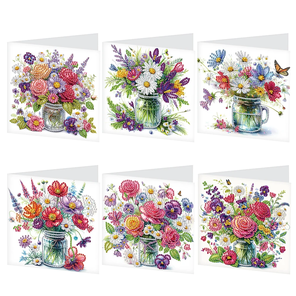 Set of 6 Handmade Diamond Painting Greeting Cards - Holy Mother & Jesus Design