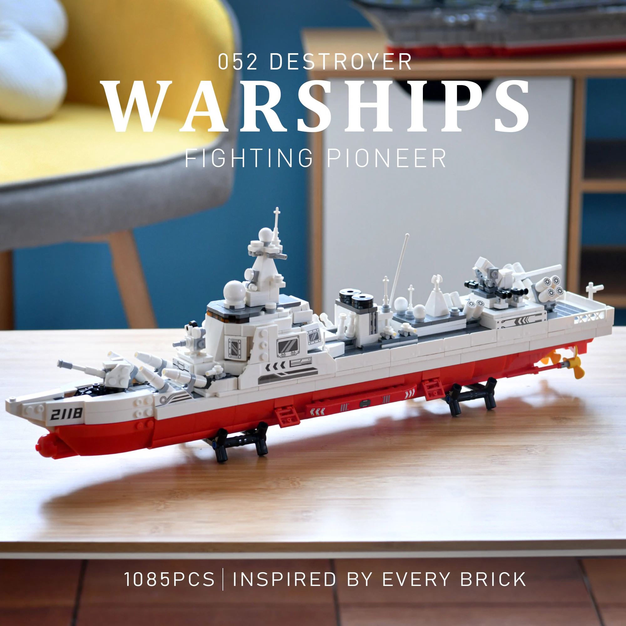 China 052 Destroyer Aircraft Carrier Frigate Action Building Block Toy