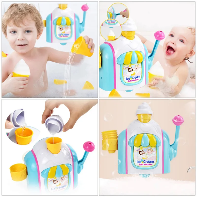 Bubble Ice Cream Hot Selling Children Bathroom Water Playing Toys Fun Press Shower Bubbles Machine Bath Blower toy for kids gift 4