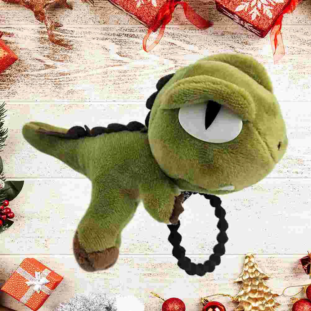 1PC Plush Tyrannosaurus Hair Tie Cartoon Dinosaur Hair Rope Hair Band for Girls Kids (Green) 3