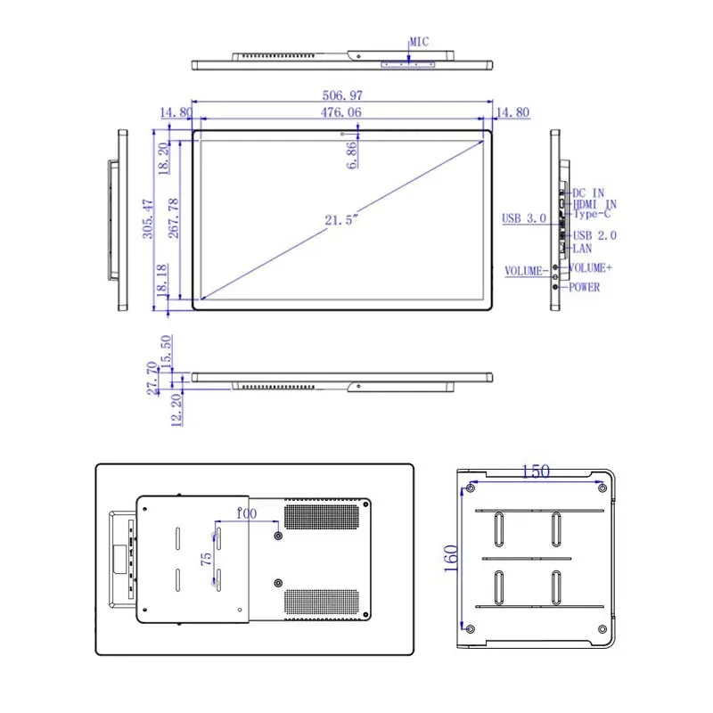 Ultra-slim 21.5 inch Android 14 POE Tablet Wall Mounted Panel RK3576S 8-core CPU