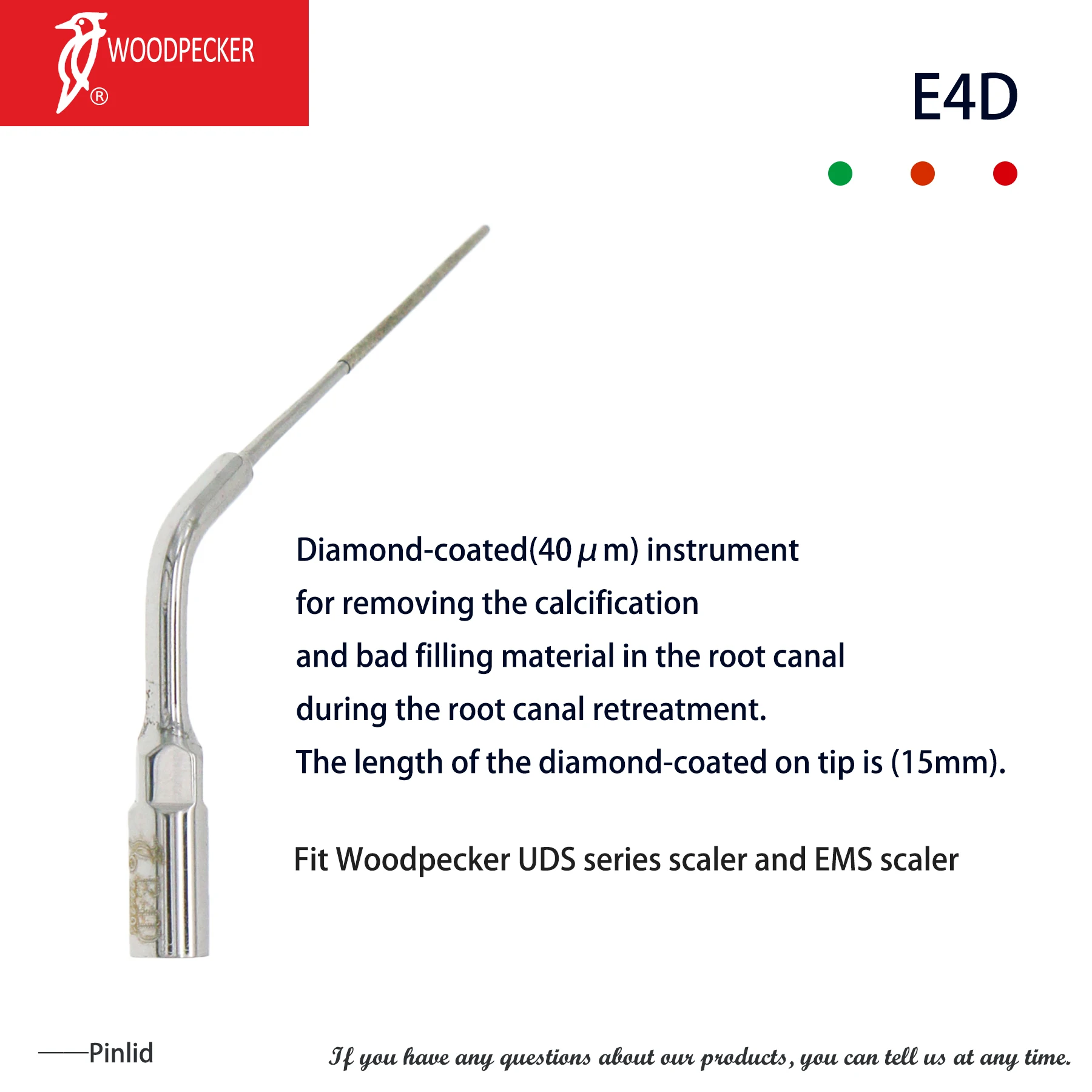 

Woodpecker Dental Ultrasonic Scaler Tips E4D Endodontics Fit EMS Handpiece