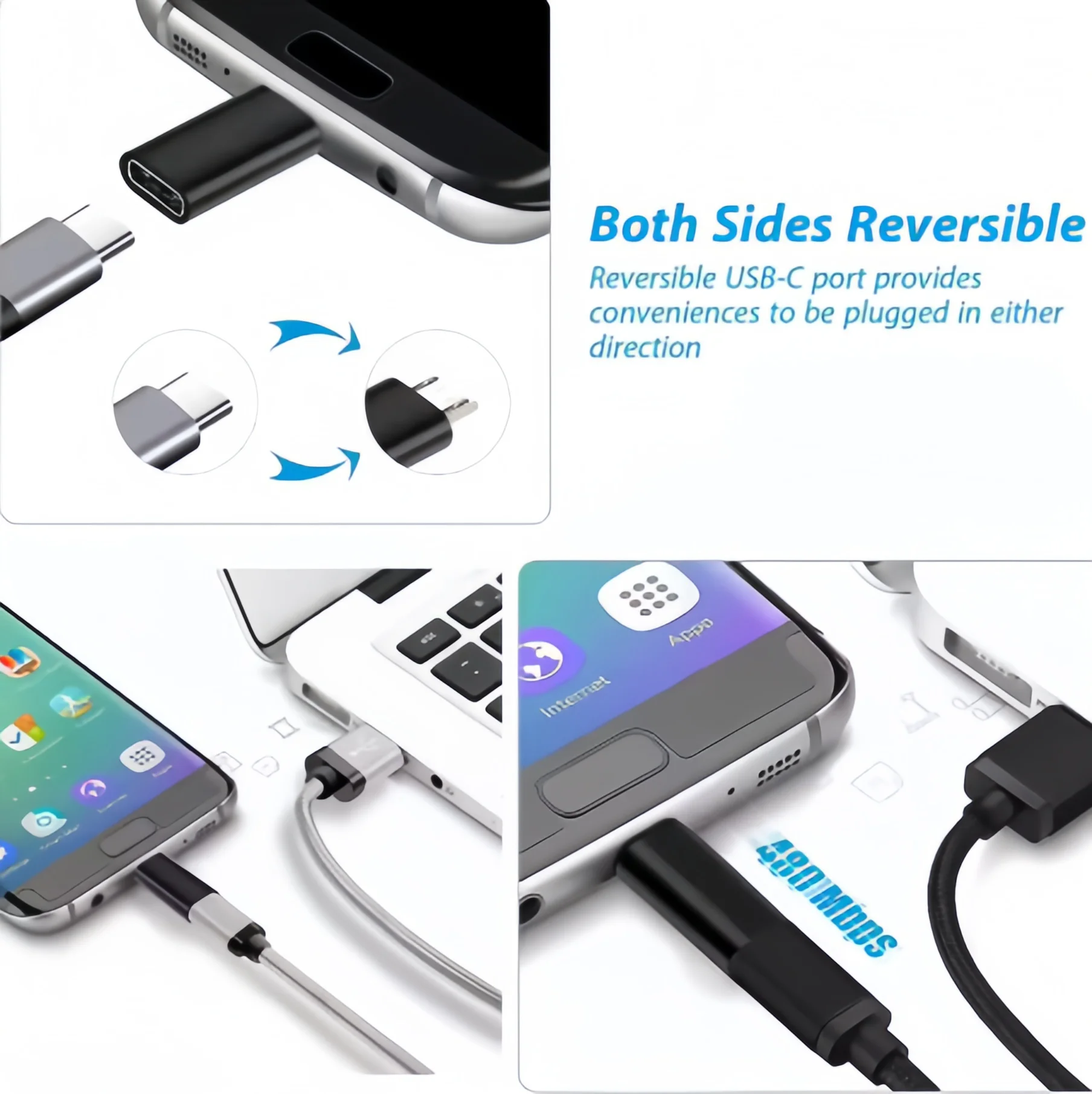 마이크로 USB 타입 C 안드로이드 어댑터 커넥터 (휴대폰/태블릿용) 마이크로 USB(수) - 타입 C(암)