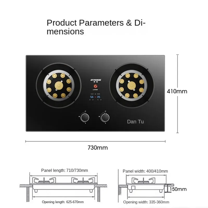 Gas Stove, Dual Stove Household Gas Stove, Embedded Desktop Liquefied Natural Gas, Strong Fire Stove Natural Cooktop