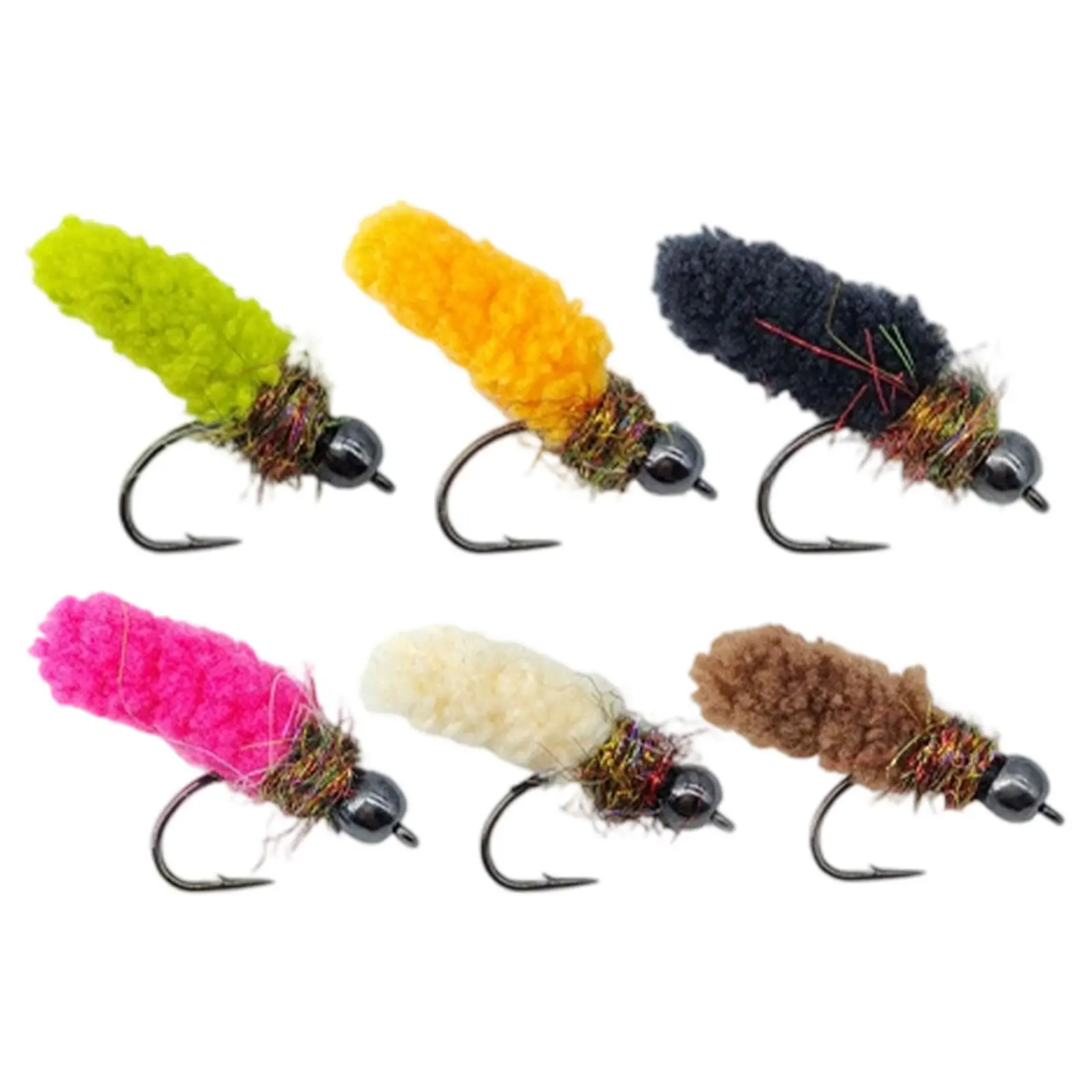 6 Pieces Fly Fishing Lures Artificial Baits Copperhead Freshwater Saltwater Nymphs for Panfish Salmon Bluegill Fishing Tackle
