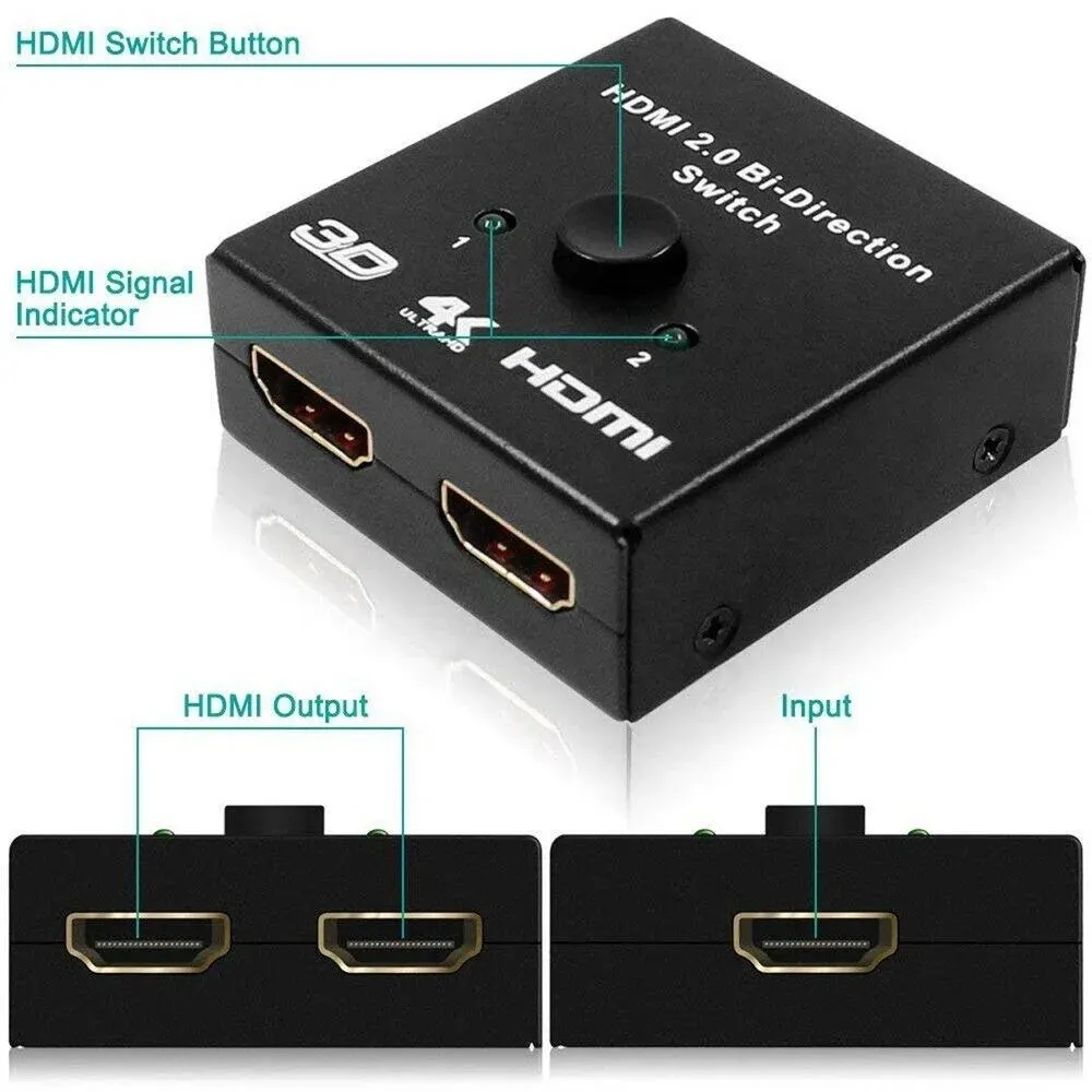 Hdmi 2.0 Switch Splitter 4K 60Hz Bi-Direzione Hdmi Splitter Hdmi Ab Switch Splitter 1 X2 O 2 X1 2 Porte Adattatore Per Ps5 Xbox Ps4