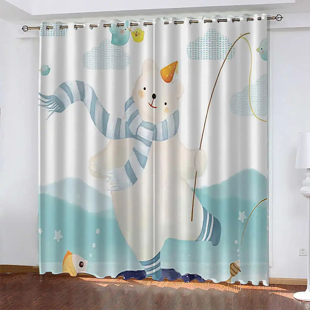 

Cartoon Elk Printed Household Curtains Woven Blackout Curtains Biparting Open Luxury Cortina De Sombra curtains for bedroom