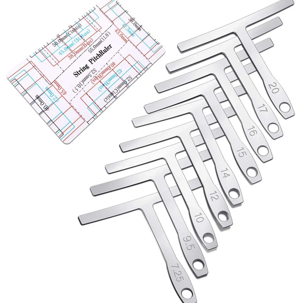 1 Set Guitar T-Shaped Under String Radius Gauge Stainless Steel Guitar Builder Luthier Tool Bass Strings Repair Set Measure Tool